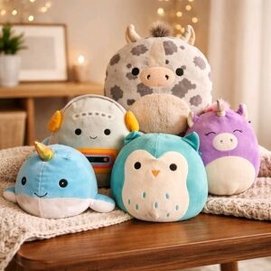 HUGE 5 Squishmallow Lot! Grady 18" Horse, Astrid Uni, Casja, Wally, Winston Owl